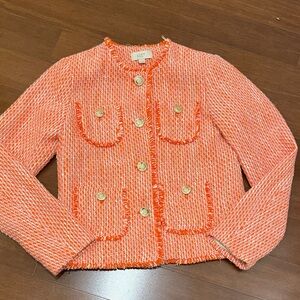Ann Taylor LOFT Tweed Blazer Jacket in Vibrant Orange